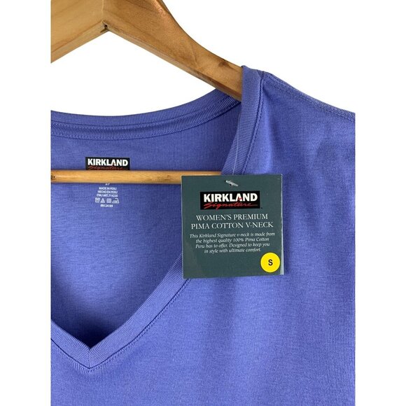 Kirkland Signature Womens Premium Pima Cotton V-Neck Tee Small Purple - Picture 4 of 4
